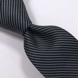 BAR III Men's Slim Necktie, Polyester & Silk, Black, Striped Pattern, MSRP $55